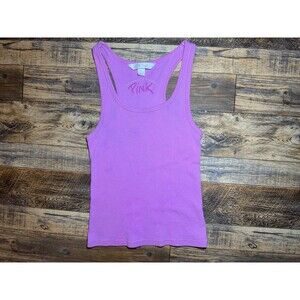 Victorias Secret PINK Medium Tank Top Sleeveless Lined‎ Pink Ribbed Shirt